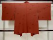 Photo2: L1104G Used Japanese women  Red HAORI short jacket / Silk. Lozenges,   (Grade B) (2)