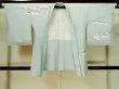 Photo1: L1104N Used Japanese women  Light Blue HAORI short jacket / Silk. Cloud   (Grade C) (1)