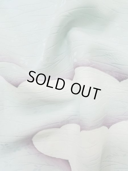 Photo10: L1104N Used Japanese women  Light Blue HAORI short jacket / Silk. Cloud   (Grade C) (10)