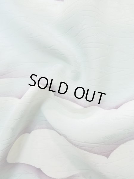 Photo11: L1104N Used Japanese women  Light Blue HAORI short jacket / Silk. Cloud   (Grade C) (11)