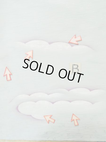 Photo14: L1104N Used Japanese women  Light Blue HAORI short jacket / Silk. Cloud   (Grade C) (14)