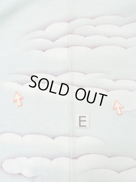 Photo17: L1104N Used Japanese women  Light Blue HAORI short jacket / Silk. Cloud   (Grade C) (17)