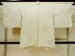 Photo2: L1104O Used Japanese women Shiny Off White HAORI short jacket / Silk. Folding fan,   (Grade C) (2)