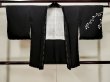 Photo1: L1104Q Used Japanese women  Black HAORI short jacket / Silk. Abstract pattern   (Grade B) (1)