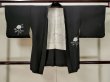 Photo1: L1104S Used Japanese women  Black HAORI short jacket / Silk. Abstract pattern   (Grade B) (1)