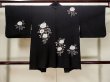 Photo2: L1104S Used Japanese women  Black HAORI short jacket / Silk. Abstract pattern   (Grade B) (2)