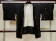 Photo1: L1104V Used Japanese women  Black HAORI short jacket / Synthetic. Circle   (Grade A) (1)