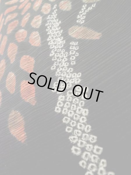 Photo9: Mint L1104W Used Japanese women  Black HAORI short jacket / Silk. Tree   (Grade A) (9)