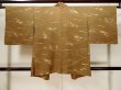 Photo2: L1104X Used Japanese women Dark Golden Yellow HAORI short jacket / Silk. Landscape,   (Grade B) (2)