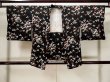 Photo1: L1104Z Used Japanese women  Black HAORI short jacket / Silk. Abstract pattern   (Grade D) (1)