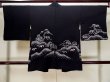Photo2: L1105B Used Japanese women  Black HAORI short jacket / Silk. Bamboo leaf,   (Grade D) (2)