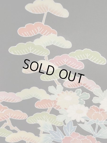 Photo5: Mint L1105D Used Japanese women  Black HAORI short jacket / Silk. Flower,   (Grade A) (5)