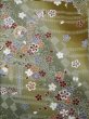 Photo3: Mint L1116A Used Japanese women Pale Brown KOMON dyed / Silk. SAKURA cherry blossom,   (Grade A) (3)