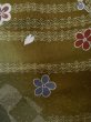 Photo7: Mint L1116A Used Japanese women Pale Brown KOMON dyed / Silk. SAKURA cherry blossom,   (Grade A) (7)