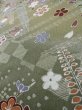 Photo10: Mint L1116A Used Japanese women Pale Brown KOMON dyed / Silk. SAKURA cherry blossom,   (Grade A) (10)