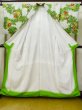Photo2: L1116B Used Japanese women  White KOMON dyed / Silk. Flower,   (Grade C) (2)