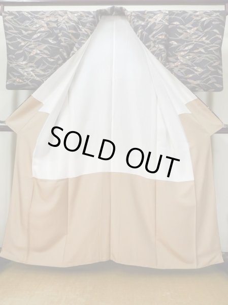 Photo2: Mint L1116D Used Japanese women Dark Gray KOMON dyed / Silk. Flower,   (Grade A) (2)