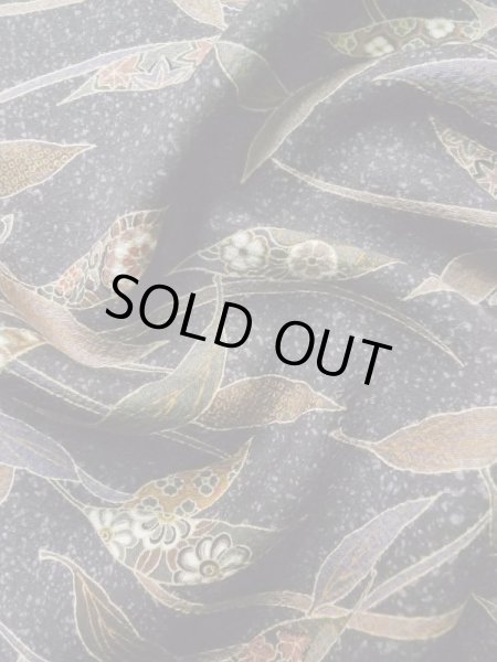 Photo11: Mint L1116D Used Japanese women Dark Gray KOMON dyed / Silk. Flower,   (Grade A) (11)