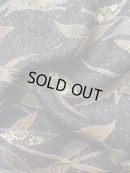 Photo12: Mint L1116D Used Japanese women Dark Gray KOMON dyed / Silk. Flower,   (Grade A) (12)