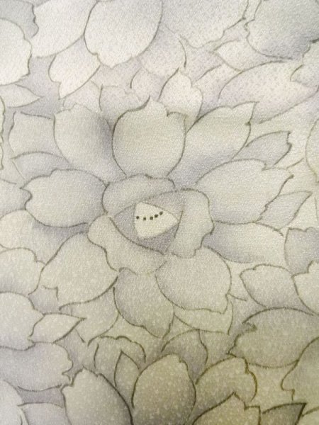 Photo5: L1116H Used Japanese women  Off White KOMON dyed / Silk. Flower   (Grade C) (5)