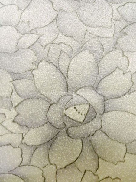 Photo6: L1116H Used Japanese women  Off White KOMON dyed / Silk. Flower   (Grade C) (6)