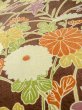 Photo9: L1116J Used Japanese women Pale Brown KOMON dyed / Silk. Chrysanthemum,   (Grade B) (9)