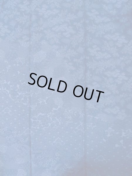 Photo3: L1116K Used Japanese women  Blue KOMON dyed / Silk. Flower,   (Grade B) (3)