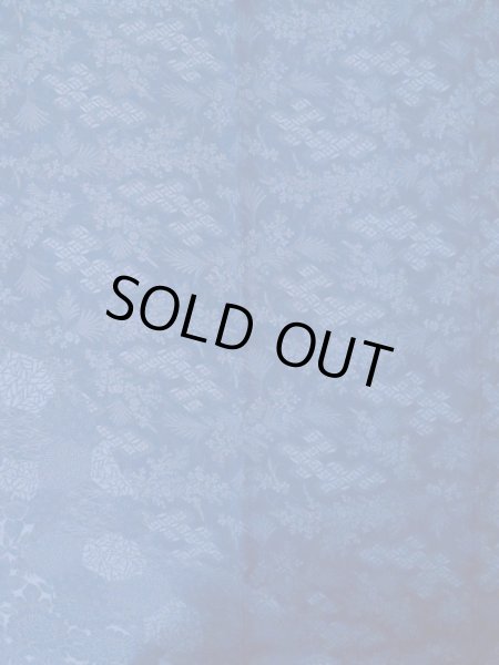 Photo4: L1116K Used Japanese women  Blue KOMON dyed / Silk. Flower,   (Grade B) (4)