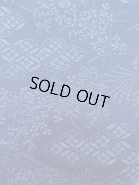 Photo6: L1116K Used Japanese women  Blue KOMON dyed / Silk. Flower,   (Grade B) (6)