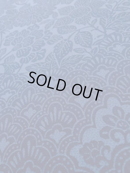 Photo9: L1116K Used Japanese women  Blue KOMON dyed / Silk. Flower,   (Grade B) (9)