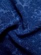 Photo12: L1116K Used Japanese women  Blue KOMON dyed / Silk. Flower,   (Grade B) (12)