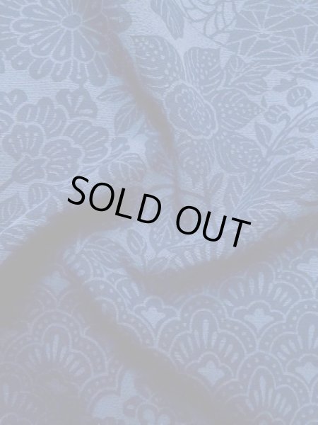 Photo12: L1116K Used Japanese women  Blue KOMON dyed / Silk. Flower,   (Grade B) (12)