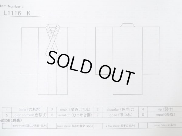 Photo14: L1116K Used Japanese women  Blue KOMON dyed / Silk. Flower,   (Grade B) (14)