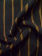 Photo9: L1116L Used Japanese women  Black KOMON dyed / Silk. Stripes   (Grade D) (9)