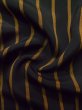 Photo10: L1116L Used Japanese women  Black KOMON dyed / Silk. Stripes   (Grade D) (10)