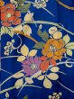 Photo3: L1116O Used Japanese women  Blue KOMON dyed / Silk. Flower,   (Grade C) (3)