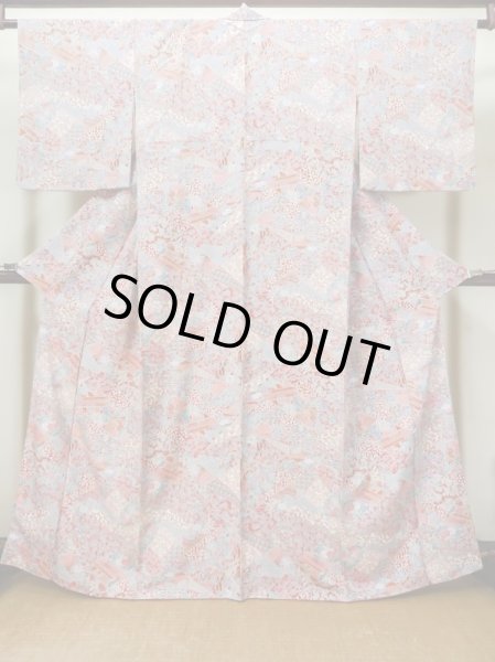 Photo1: Mint L1116Q Used Japanese women Pale Pink KOMON dyed / Silk. Peony,   (Grade A) (1)