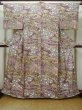 Photo1: Mint L1116R Used Japanese women  Beige KOMON dyed / Silk. Peony,   (Grade A) (1)
