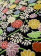 Photo9: L1116V Used Japanese women  Black KOMON dyed / Silk. Chrysanthemum,   (Grade B) (9)