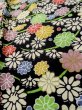 Photo10: L1116V Used Japanese women  Black KOMON dyed / Silk. Chrysanthemum,   (Grade B) (10)