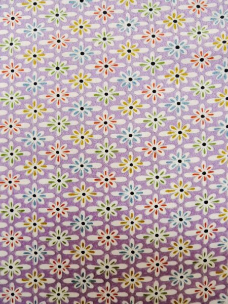 Photo5: L1116W Used Japanese women  Wisteria KOMON dyed / Silk. Flower   (Grade B) (5)