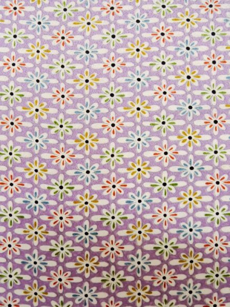 Photo6: L1116W Used Japanese women  Wisteria KOMON dyed / Silk. Flower   (Grade B) (6)