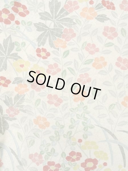 Photo3: Mint L1116Z Used Japanese womenPale Greenish White KOMON dyed / Silk. Flower,   (Grade A) (3)