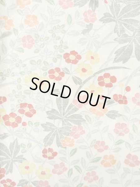 Photo4: Mint L1116Z Used Japanese womenPale Greenish White KOMON dyed / Silk. Flower,   (Grade A) (4)