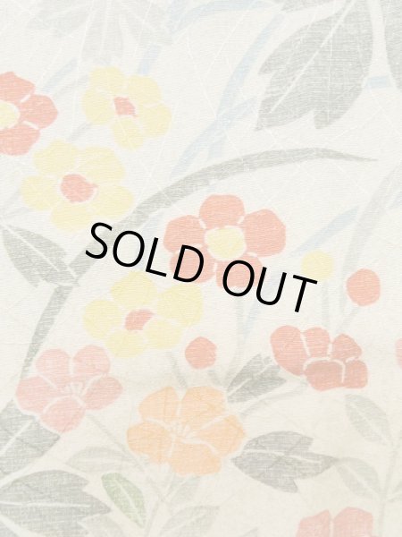 Photo5: Mint L1116Z Used Japanese womenPale Greenish White KOMON dyed / Silk. Flower,   (Grade A) (5)