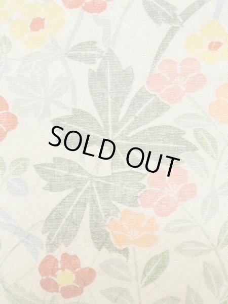 Photo6: Mint L1116Z Used Japanese womenPale Greenish White KOMON dyed / Silk. Flower,   (Grade A) (6)