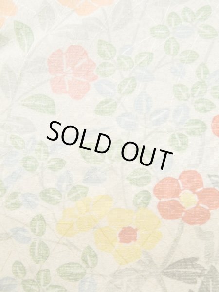 Photo7: Mint L1116Z Used Japanese womenPale Greenish White KOMON dyed / Silk. Flower,   (Grade A) (7)
