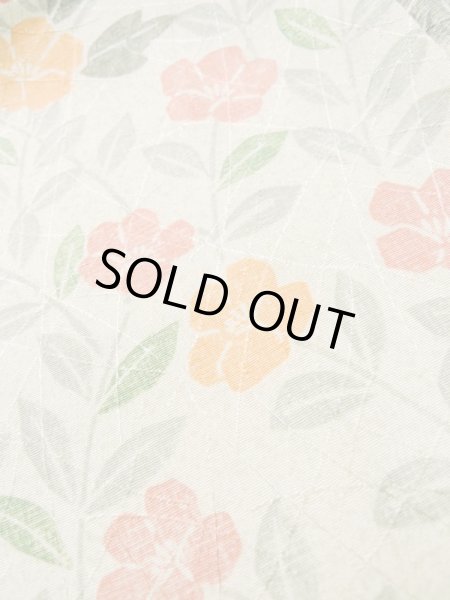 Photo8: Mint L1116Z Used Japanese womenPale Greenish White KOMON dyed / Silk. Flower,   (Grade A) (8)