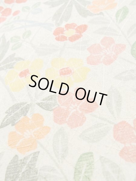 Photo9: Mint L1116Z Used Japanese womenPale Greenish White KOMON dyed / Silk. Flower,   (Grade A) (9)