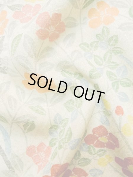 Photo11: Mint L1116Z Used Japanese womenPale Greenish White KOMON dyed / Silk. Flower,   (Grade A) (11)